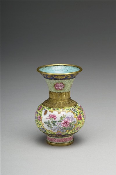 銅胎畫琺瑯撇口瓶