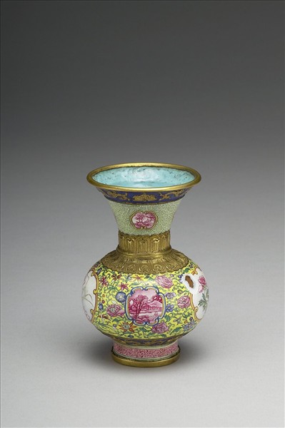 銅胎畫琺瑯撇口瓶