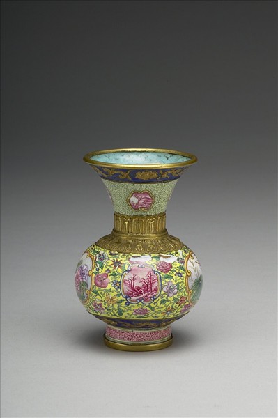 銅胎畫琺瑯撇口瓶