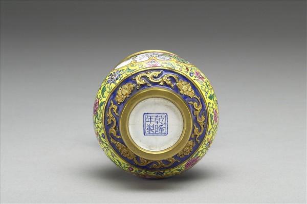 銅胎畫琺瑯撇口瓶