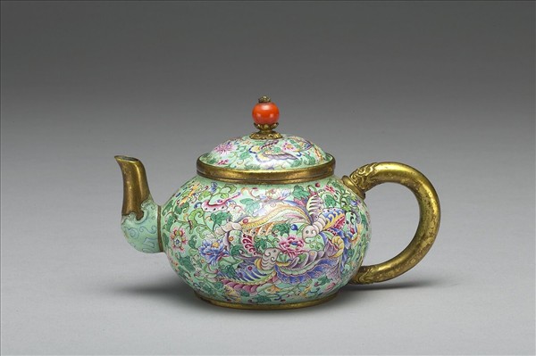 銅胎畫琺瑯喜相逢壺