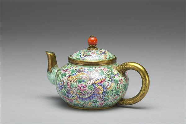 銅胎畫琺瑯喜相逢壺