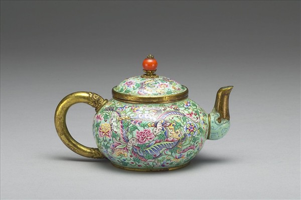 銅胎畫琺瑯喜相逢壺