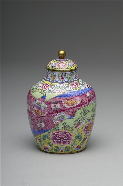 銅胎畫琺瑯包袱紋蓋罐