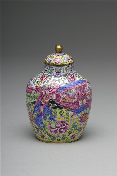 銅胎畫琺瑯包袱紋蓋罐