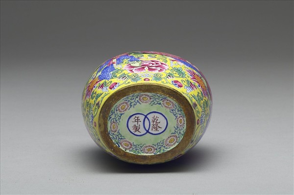 銅胎畫琺瑯包袱紋蓋罐