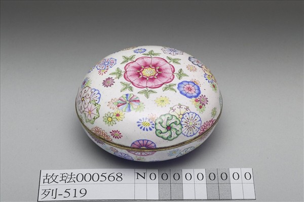 銅胎畫琺瑯白地彩花圓盒