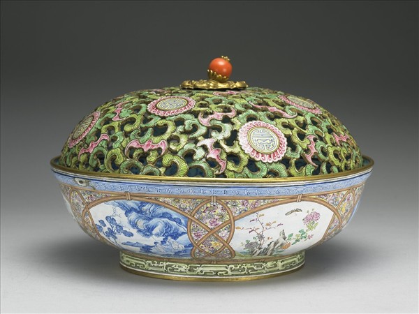 銅胎畫琺瑯花薰