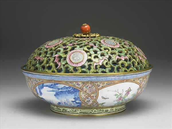 銅胎畫琺瑯花薰