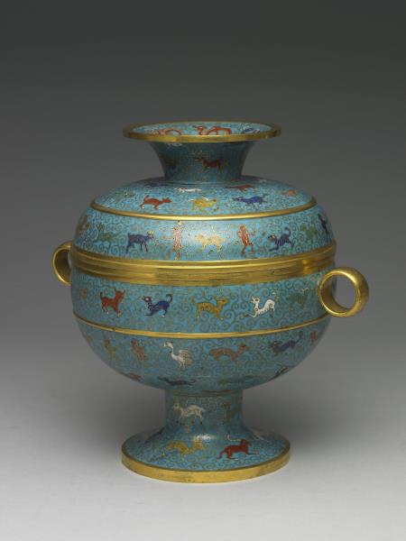 掐絲琺瑯動物紋豆