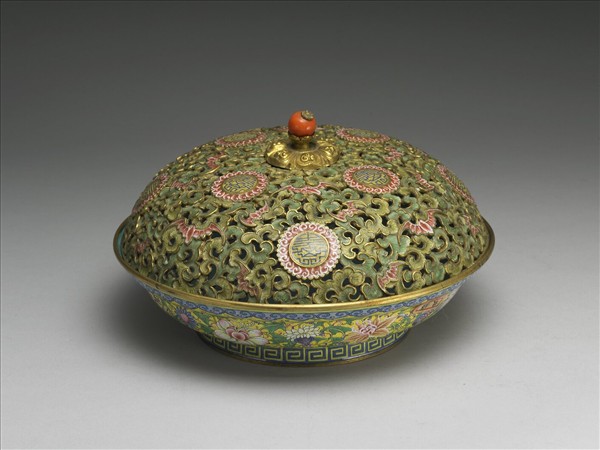 銅胎畫琺瑯黃地果盒