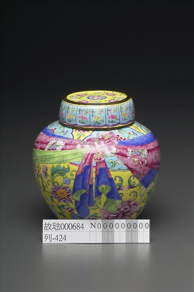 銅胎畫琺瑯包袱紋蓋罐