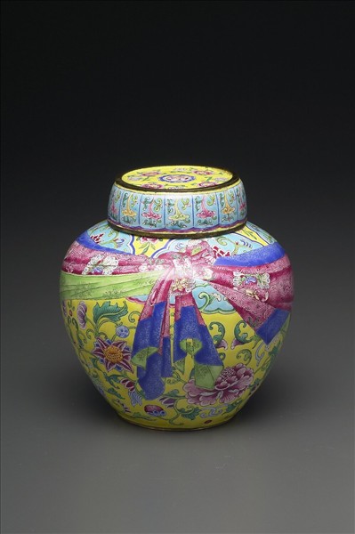 銅胎畫琺瑯包袱紋蓋罐