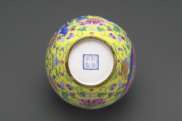 銅胎畫琺瑯包袱紋蓋罐