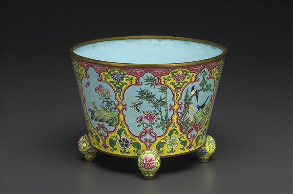 銅胎畫琺瑯花鳥洗