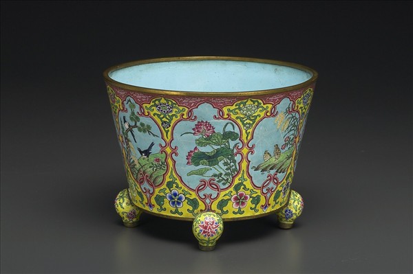 銅胎畫琺瑯花鳥洗