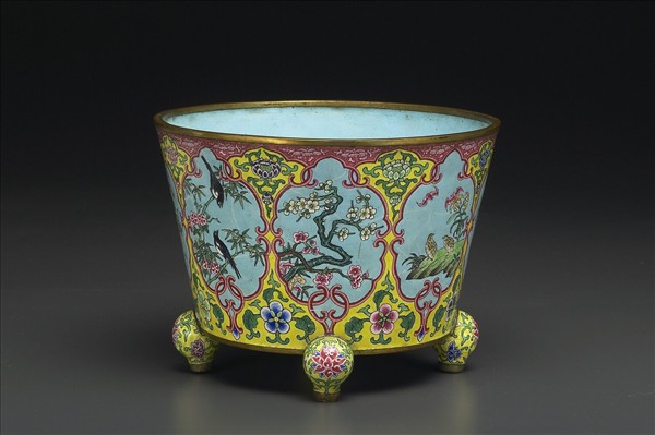 銅胎畫琺瑯花鳥洗