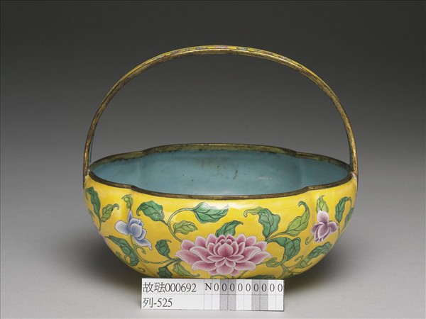 銅胎畫琺瑯花籃