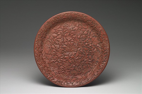 剔紅群芳競秀花卉圓盤