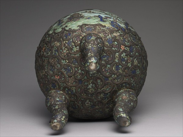 銀胎內填琺瑯鼎式爐