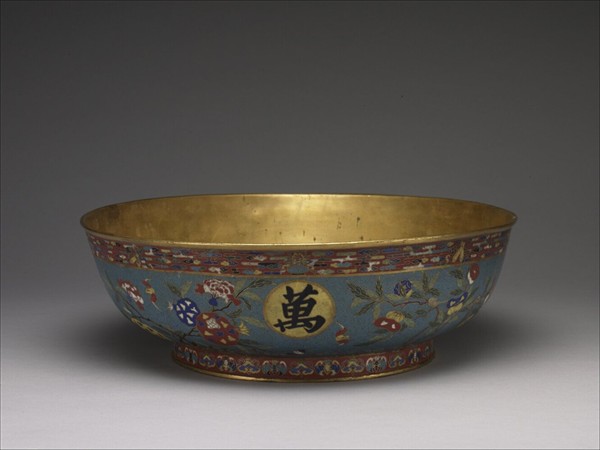 掐絲琺瑯萬壽無疆盆