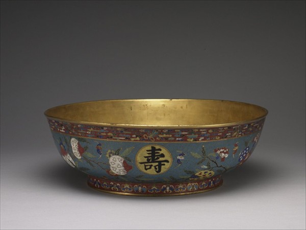 掐絲琺瑯萬壽無疆盆