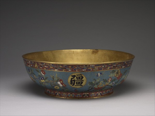 掐絲琺瑯萬壽無疆盆