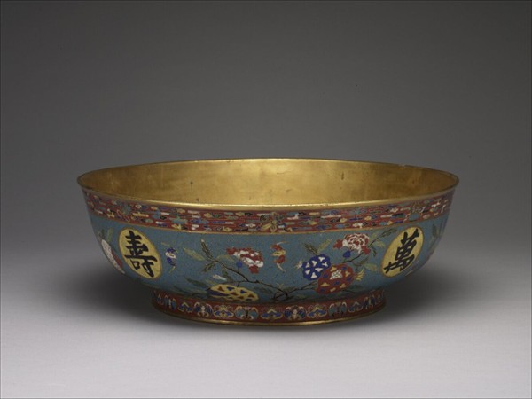 掐絲琺瑯萬壽無疆盆