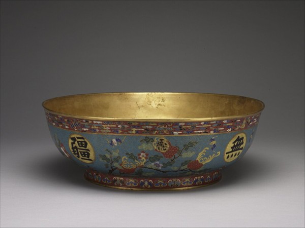 掐絲琺瑯萬壽無疆盆