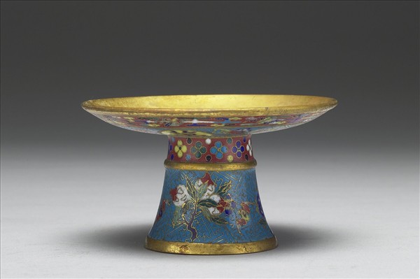 掐絲琺瑯萬壽無疆高足盤