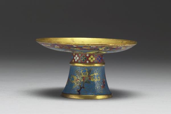 掐絲琺瑯萬壽無疆高足盤