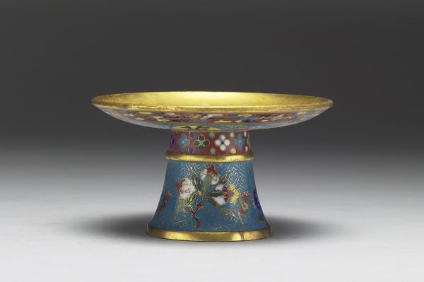 掐絲琺瑯萬壽無疆高足盤