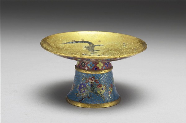 掐絲琺瑯萬壽無疆高足盤