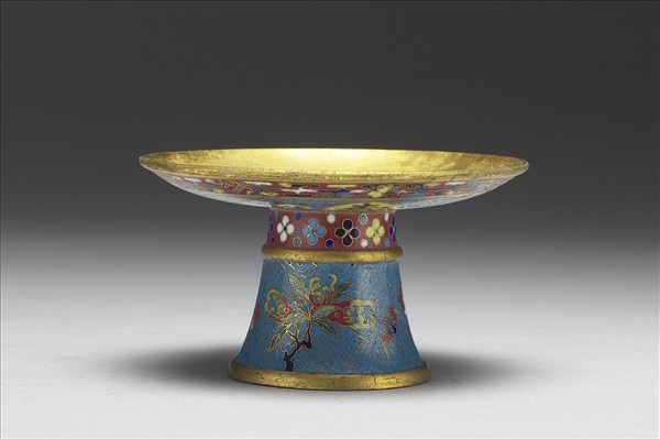 掐絲琺瑯萬壽無疆高足盤