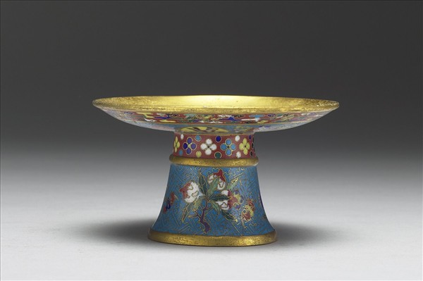 掐絲琺瑯萬壽無疆高足盤