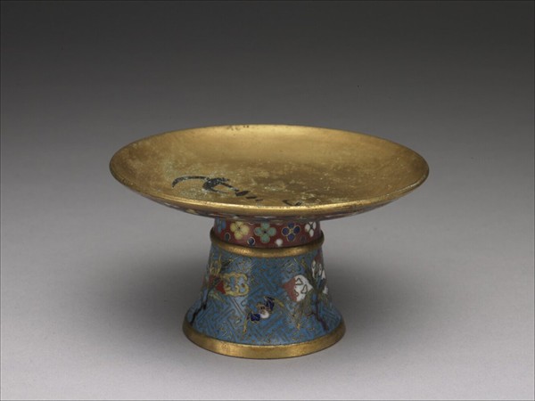 掐絲琺瑯萬壽無疆高足盤