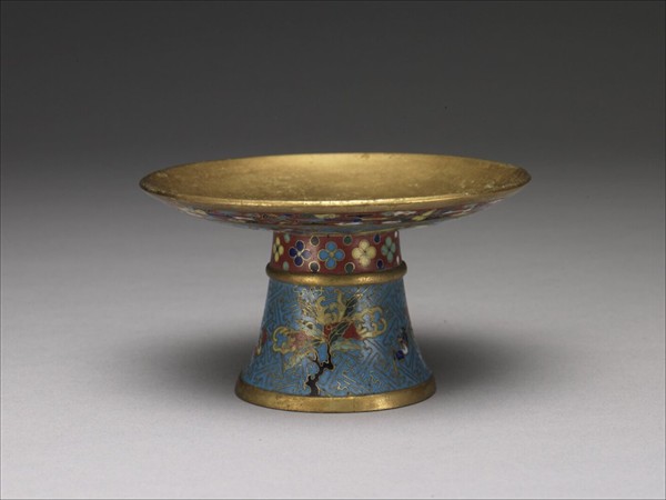 掐絲琺瑯萬壽無疆高足盤