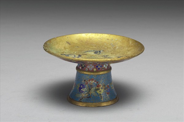 掐絲琺瑯萬壽無疆高足盤