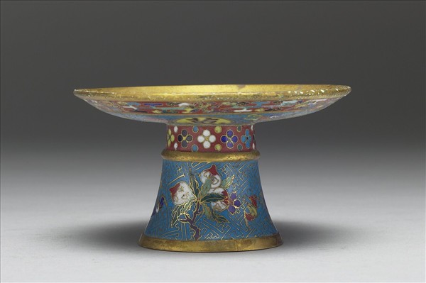 掐絲琺瑯萬壽無疆高足盤