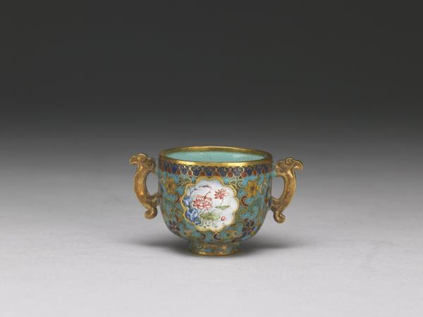 金胎掐絲兼畫琺瑯杯