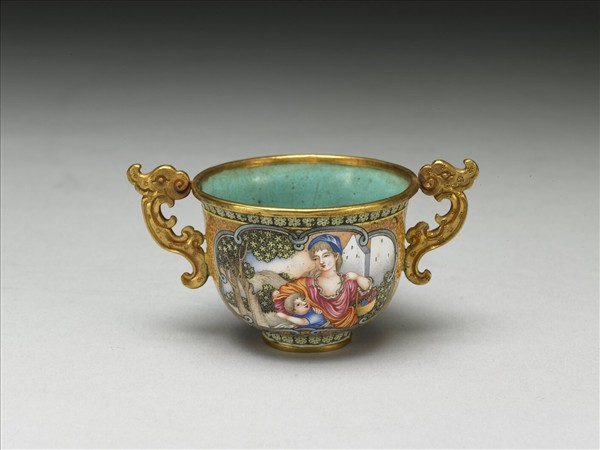 金胎畫琺瑯西洋人物圖杯