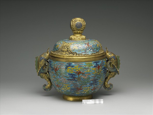 掐絲琺瑯雙魚耳爐