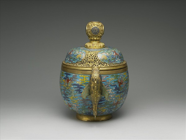 掐絲琺瑯雙魚耳爐