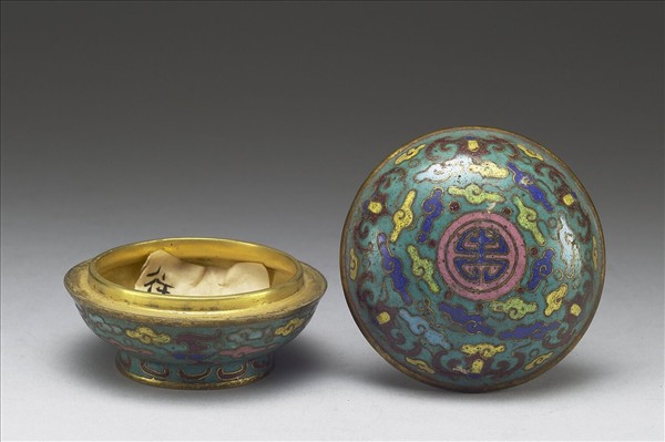 掐絲琺瑯福壽圓盒