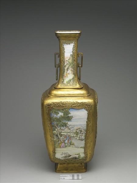 銅胎鑲金畫琺瑯西洋人物圖花瓶