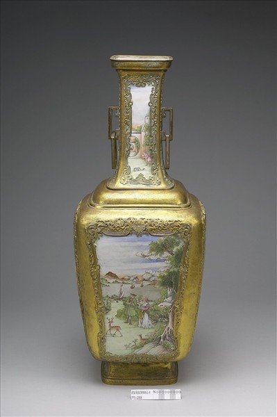 銅胎鑲金畫琺瑯西洋人物圖花瓶