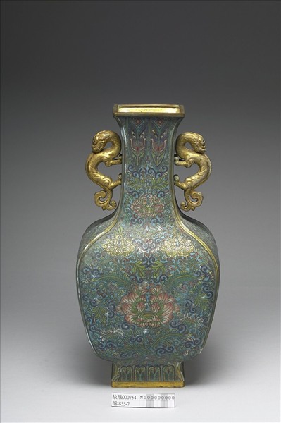 掐絲琺瑯獸耳瓶