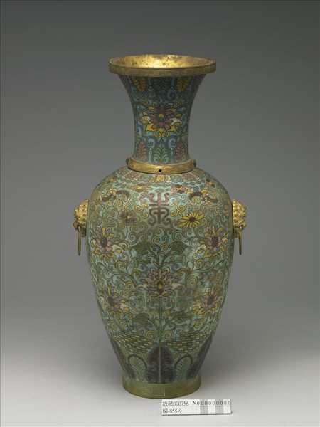 掐絲琺瑯獸耳瓶