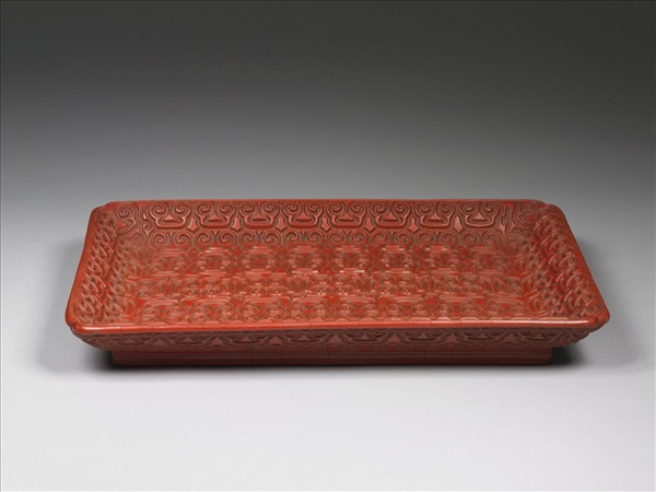 剔紅如意雲紋長方盤