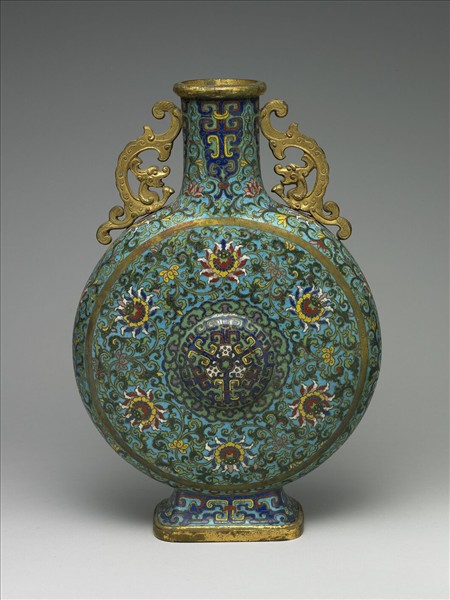 掐絲琺瑯扁壺瓶